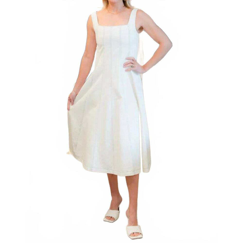 NEW NEVER A WALLFLOWER ashley midi dress in ivory denim